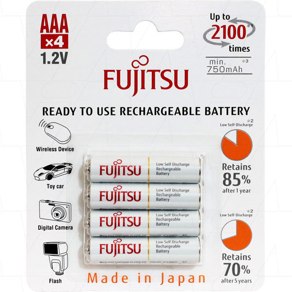 HR-4UTC (AAA) Fujitsu Ready to Use, Up to 2100 Recharge Cycles, Rechargeable NiMH Battery