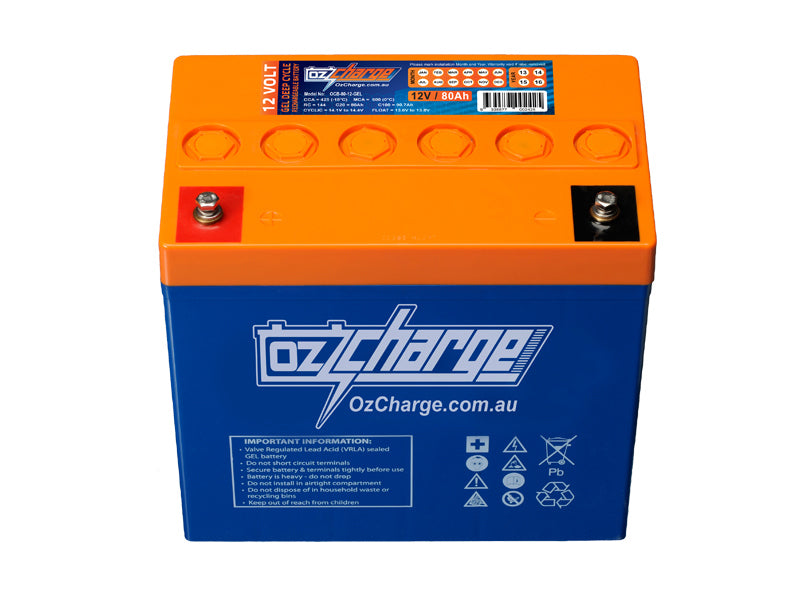 OZ Charge  12V 80Ah GEL Deep-Cycle Battery - Ideal for Mobility Applications