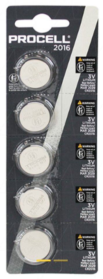 CR2016 PROCELL LITHIUM COIN CELL BATTERY 3V 110mAh